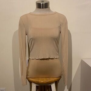 Elegant Beige Long Sleeve Women's Top